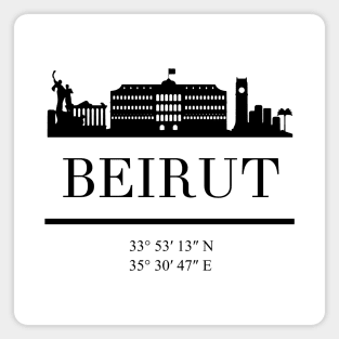 BEIRUT LEBANON BLACK SILHOUETTE SKYLINE ART Magnet